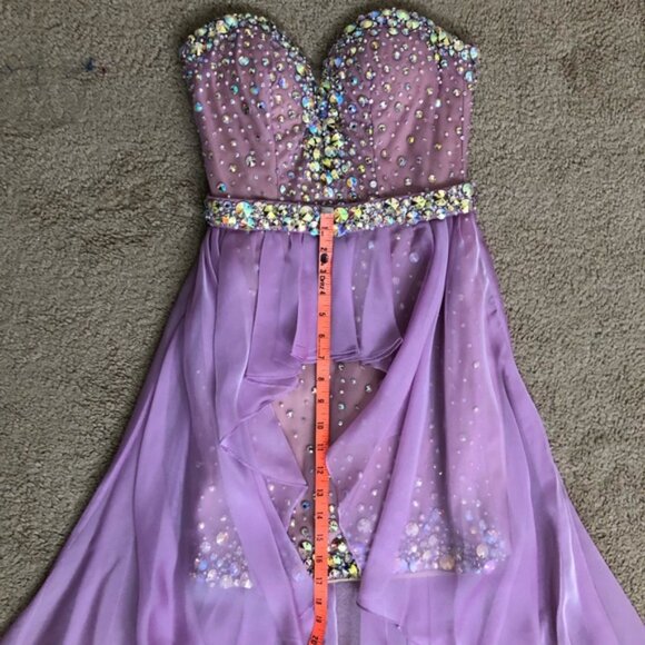 GIGI Beaded Lavender Peplum High Low Gown - Size 2 - NWT - Picture 8 of 11